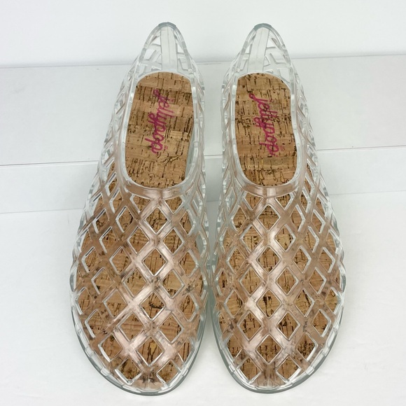 Jellypop Jelly Cork Shoes Netted Summer Flats Viral Y2k - Picture 3 of 6